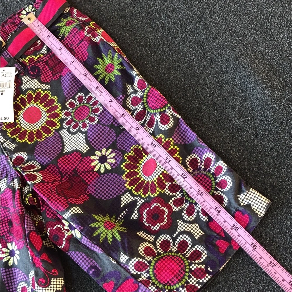 The Children's Place Girls 100% Cotton Floral Shorts Adjustable Waist Size 8